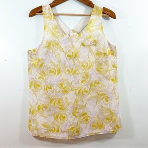 THE LIMITED Yellow Lavender Shimmery Roses Party Halter Knotted Back Women’s Top